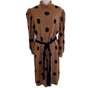 Who What Wear Tan and Black Polka Dot Sweater Dress 1X